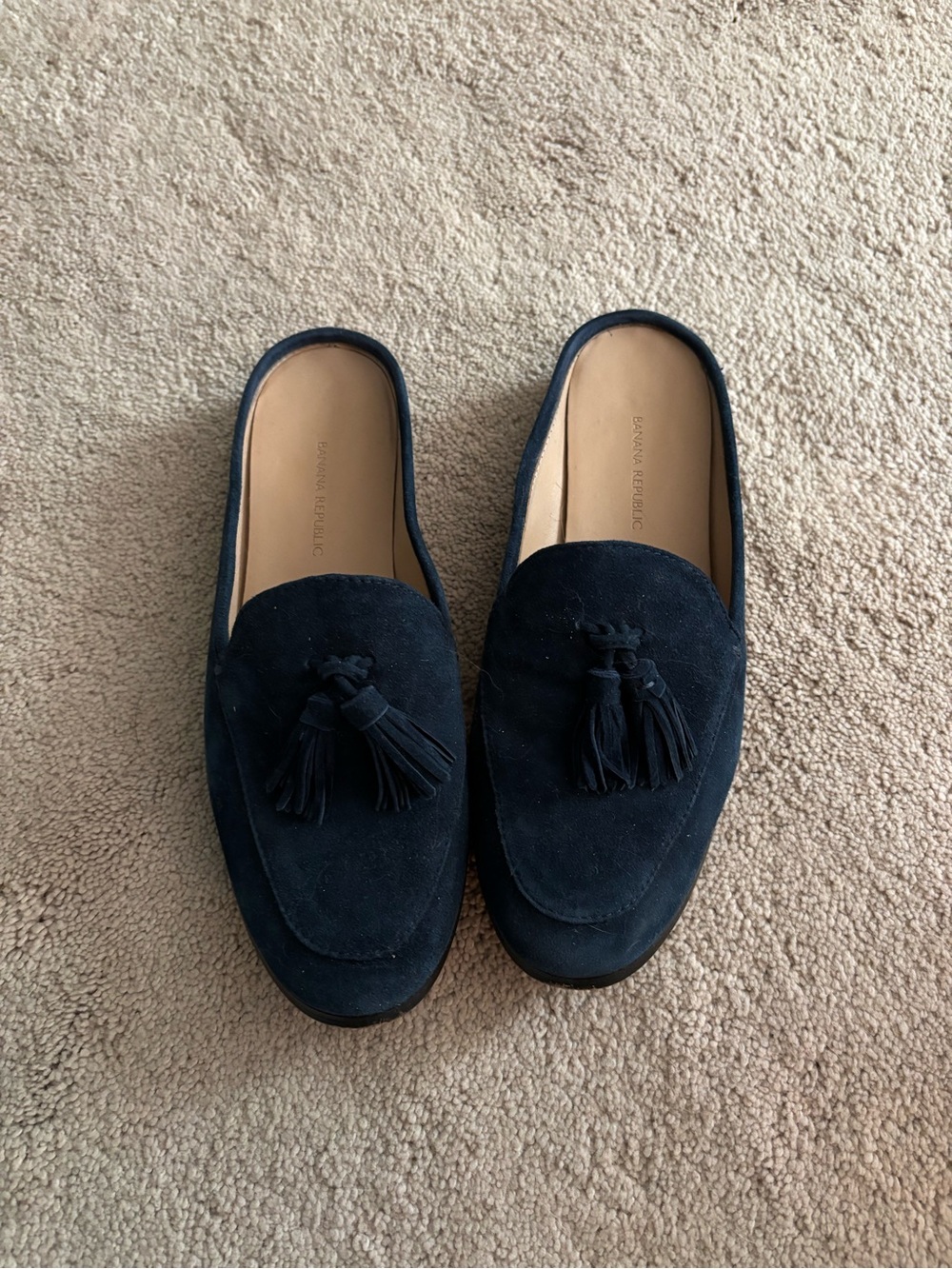 Banana Republic Dark Navy Suede Tassel Slip-Ons - Women’s